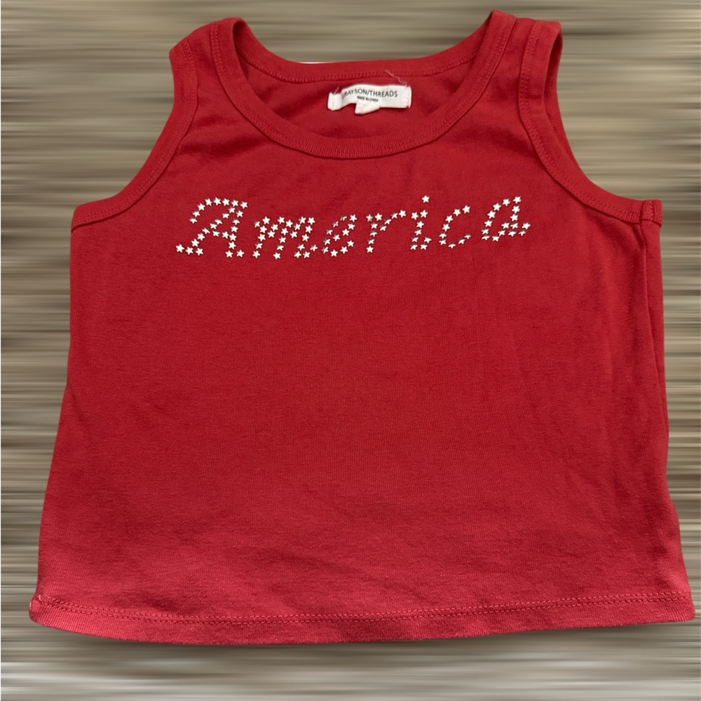 Grayson Threads Vibrant Red Americana Tank fitted size S